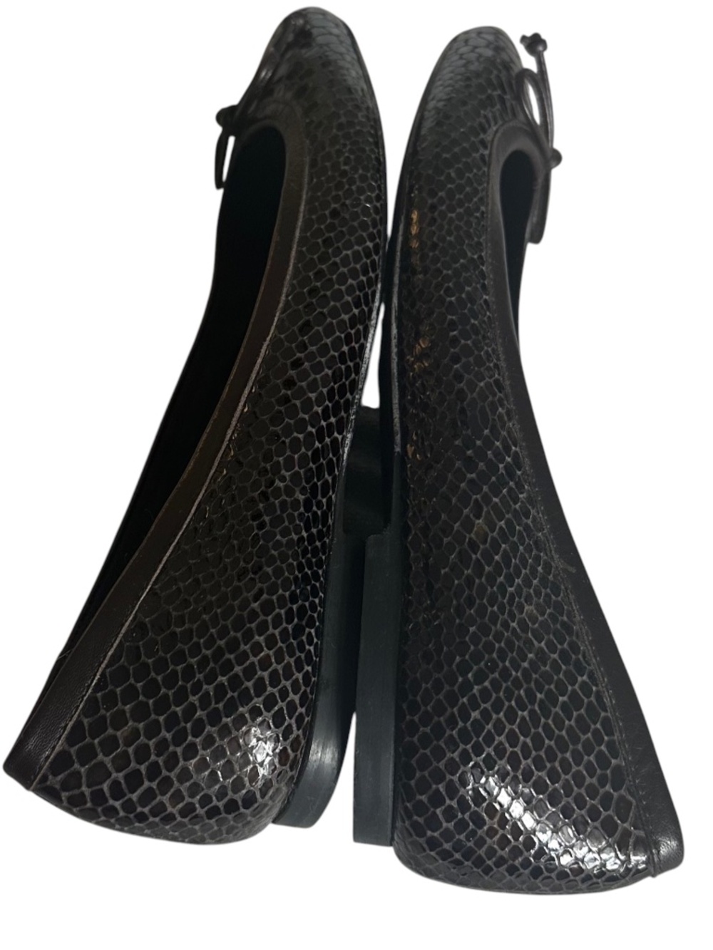 Stuart Weitzman Ballet Flats Shoes Sz 7.5 M Dark Brown Embossed Croc Leather - Picture 5 of 6